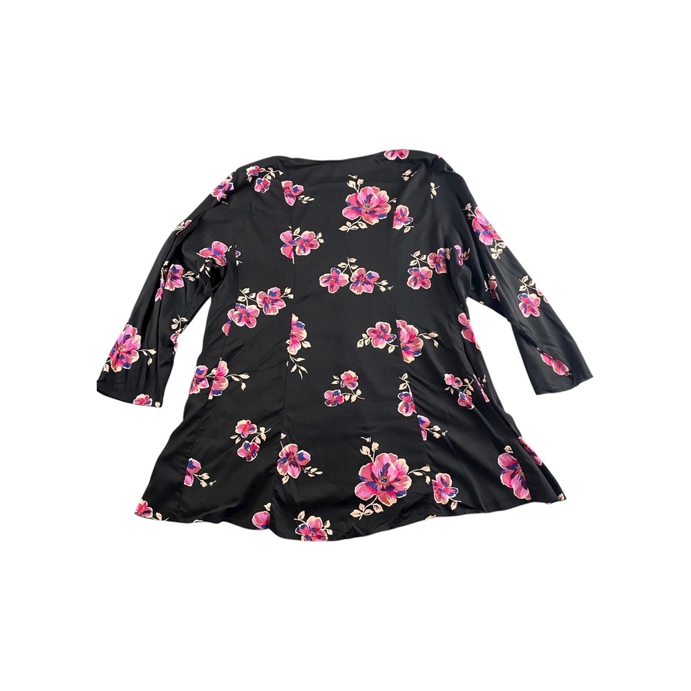 Torrid Black Floral Print Button Front Tunic Top Size 3 - Picture 7 of 7